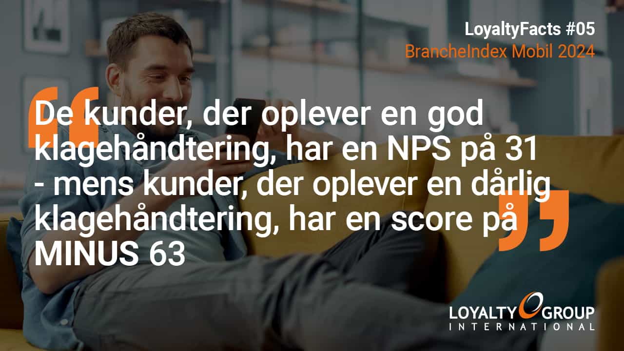 De kunder, der oplever en god klagehåndtering, har en NPS på 2 - mens kunder, der oplever en dårlig klagehåndtering, har en score på MINUS 63