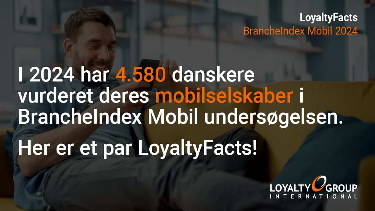 I 2024 har 4.580 danskere vurderet deres mobilselskaber i BrancheIndex Mobil undersøgelsen. Her er et par LoyaltyFacts!